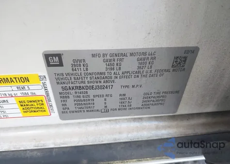 2014 Buick Enclave from USA, damaged, VIN 5GAKRBKD0EJ302417